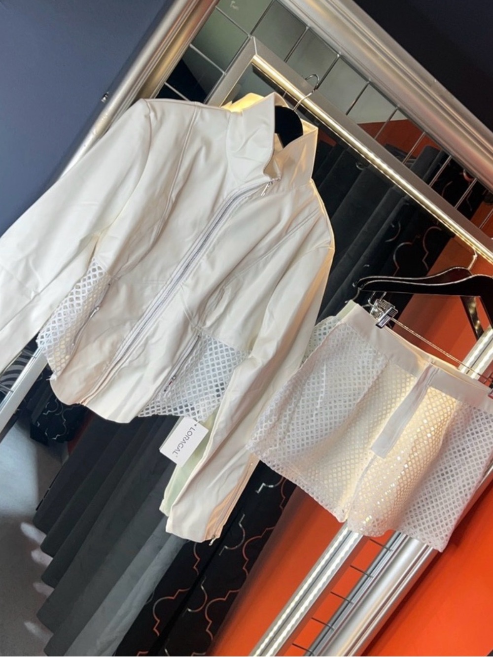 🤩 NWT LORAGAL 3-Piece Cream Faux Leather & Mesh Set 🤩